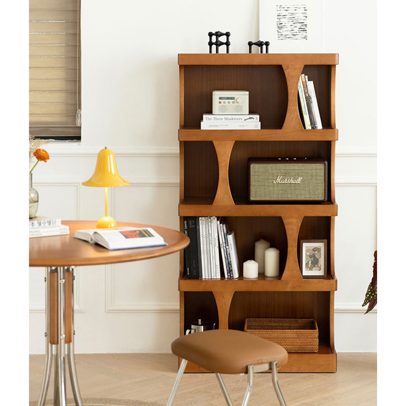 Practical Solid Wood Asymmetrical Open Shelving Unit, Brown