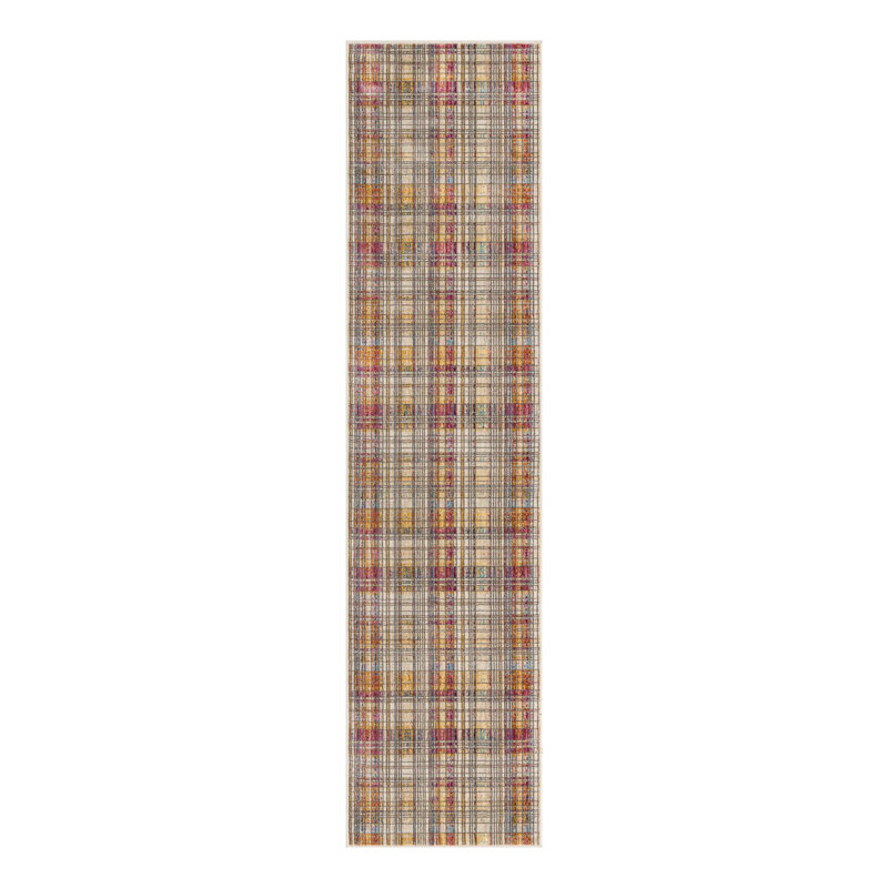 Tapis tartan foncé Gracie Oaks, Tapis de couloir 2 pi x 8 pi