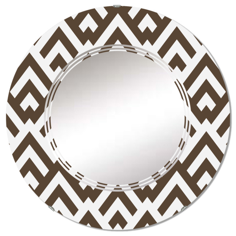 Géométrie triangulaire brun foncé - Miroir mural rond moderne, 24 po x 24 po