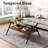 Rectangle Coffee Table With Tempered Glass Top And Black Metal Legs, Modern Table For Living Room , Transparent Glass-753070547