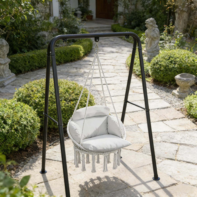 Balancelle d'extérieur avec coussin, Beige, Gray