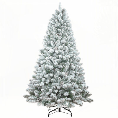 Arbre de Noël 4 pi avec pommes de pin et sapin de Noël artificiel enneigé, 366 branches