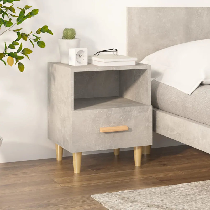 Marazi 40cm W Bedside Table, Light Gray, Individual