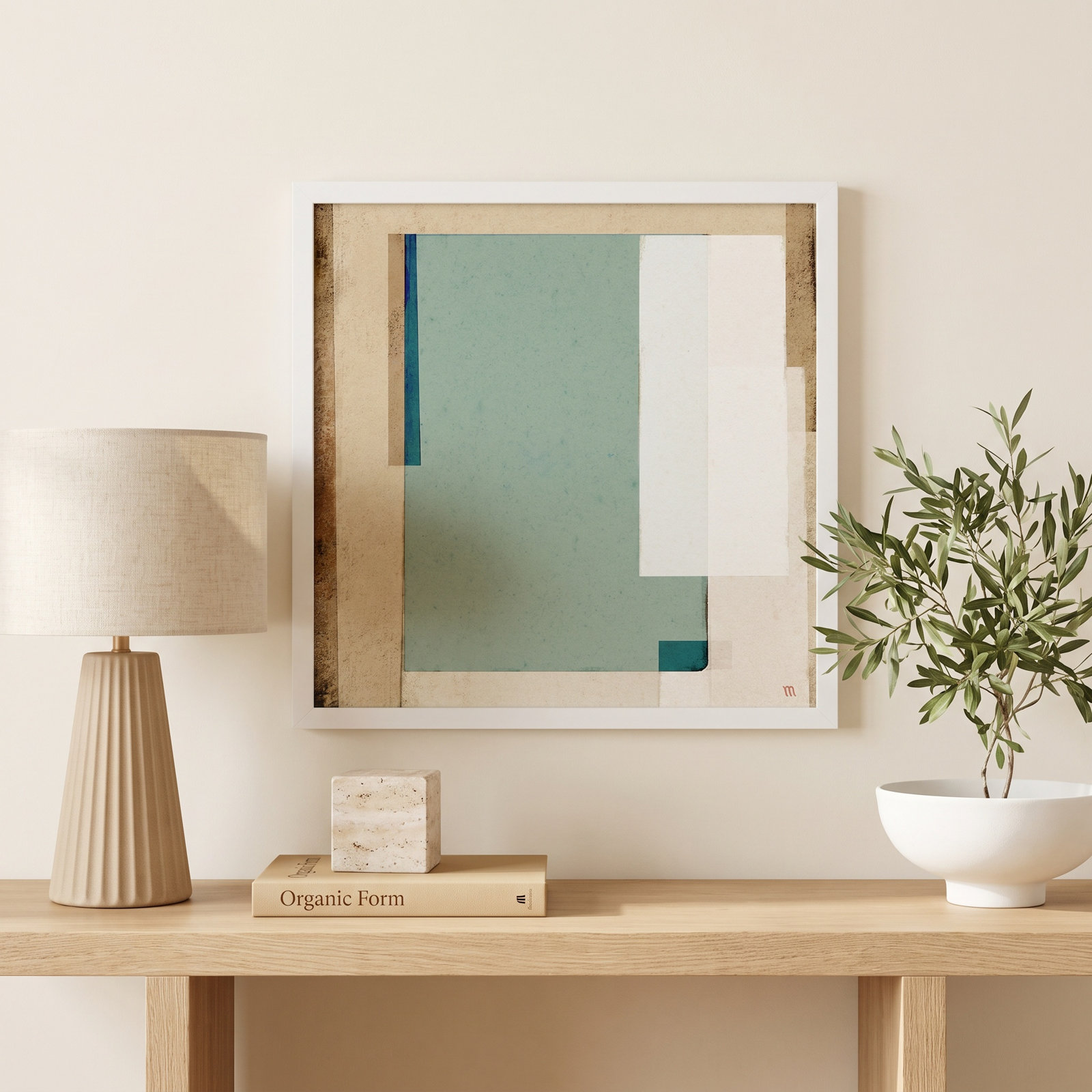 City Scape Aqua 1 Print by Marco Marella, 30" H x 30" W, Framed Print Paper without Mat, White
