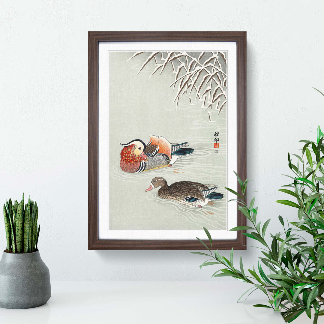 Mandarin Ducks by Ohara Koson - Framed Print