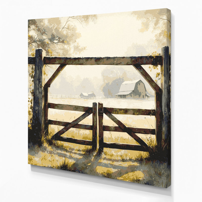 «Farm Farm Gate», art mural sur toile beige, H 12 po x l 12 po