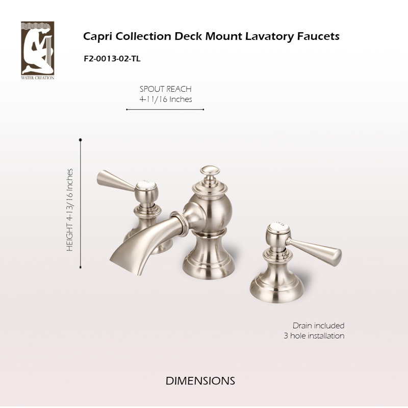 Robinet pour salle de bain Erath, Nickel brossé, Levier