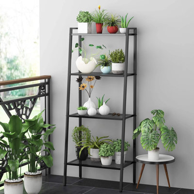 4 Tiers Metal Ladder Shelving Unit Rack