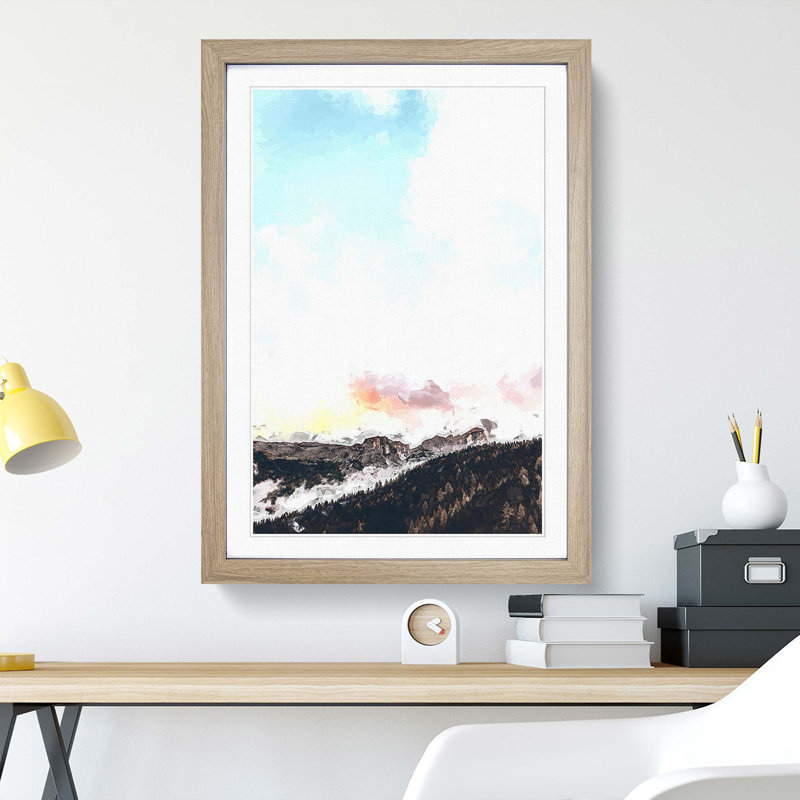 Mountains in Badia Italy in Abstract - Framed Print, 87cm H x 62cm W x 2cm D, Oak Framed