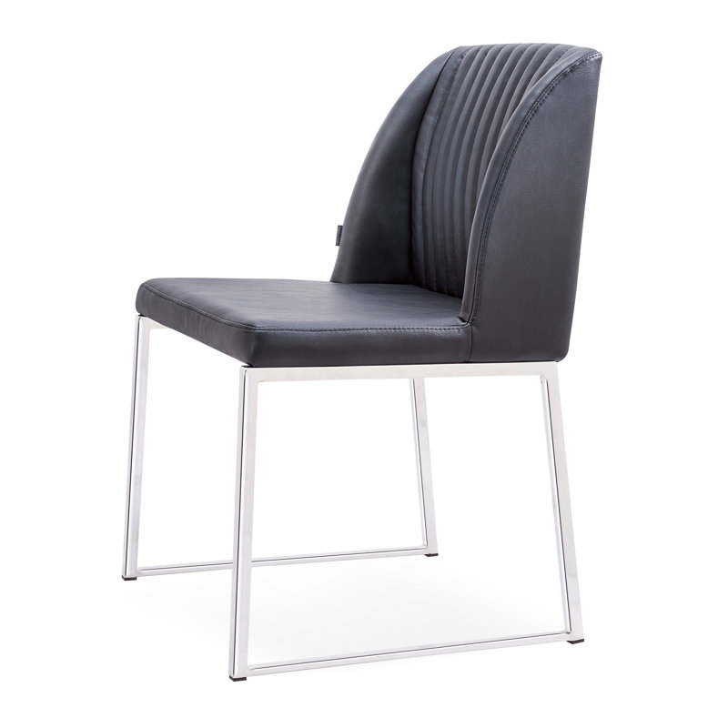 Dejonae 18.5'' H Leatherette Upholstered Side Chair, Black/Chrome