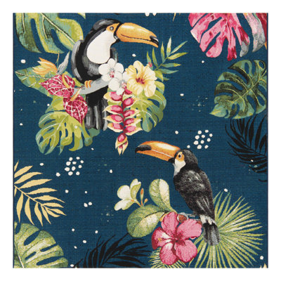 Hermleigh Washable Floral Indoor / Outdoor Rug
