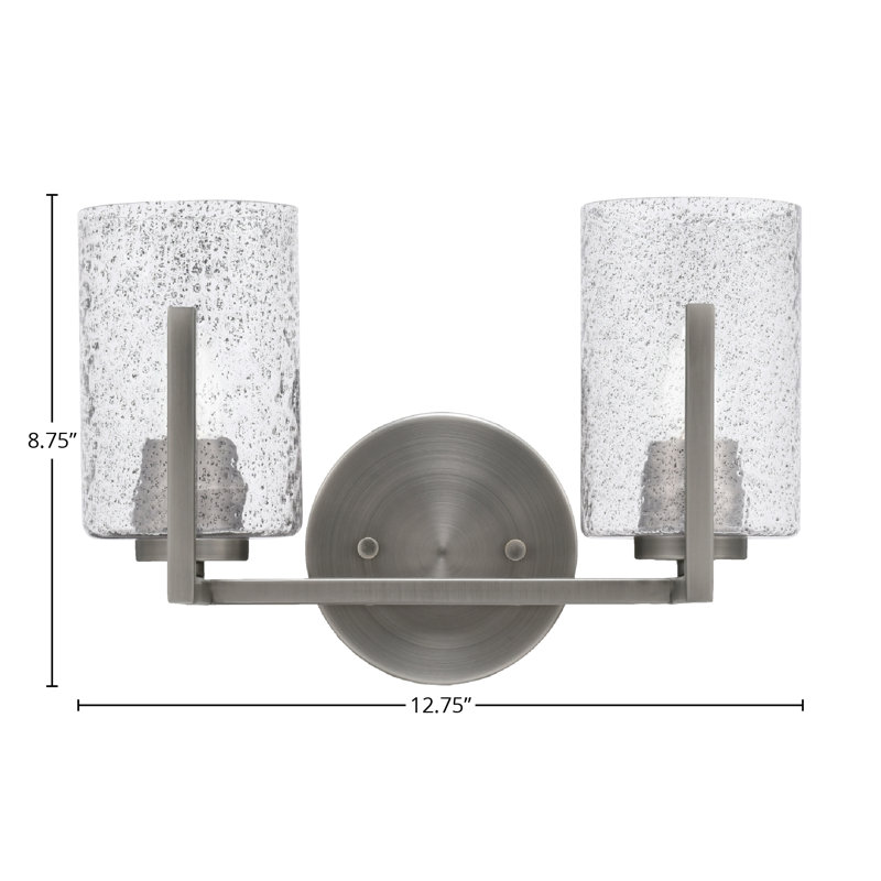 Barre d'éclairage de salle de bain 2 lumières Dayberry avec verre à fumée 4 po, Graphite