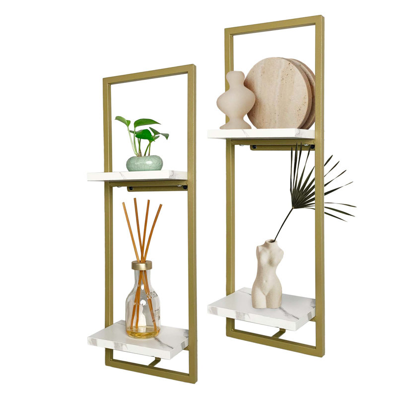 2 Piece Accent Shelf, Gold