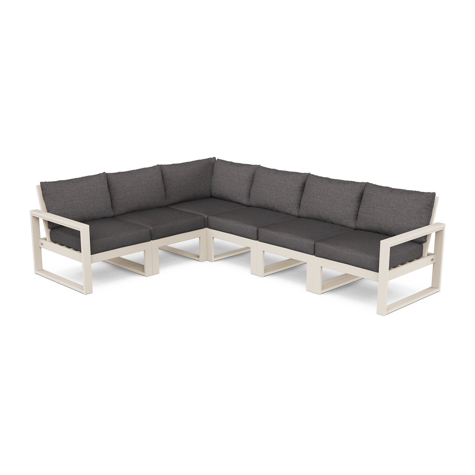 POLYWOOD® Edge 111" Patio Sectional, Ash Charcoal Revolution®, Sand