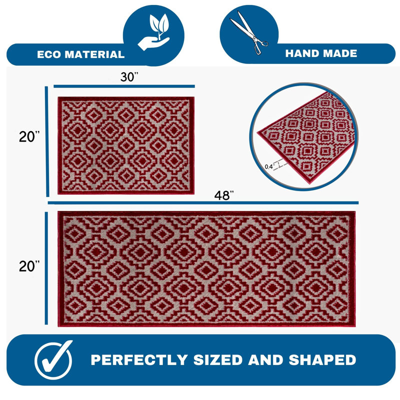 Tapis de cuisine antidérapant Stanson, Rectangle 48 po x 20 po + 20 po x 30 po
