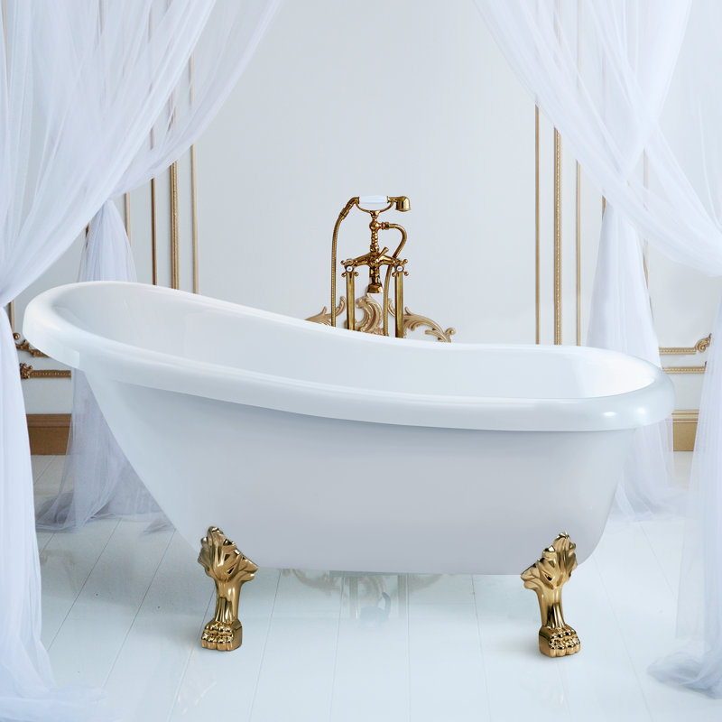 Baignoire de trempage sur pieds 61 po., Or poli, Or poli