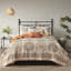 Literie très grand / très grand de couleur orange, médaillons floraux, coussins brodés, 3 taies décoratives et 2 coussins 6 pièces, courtepointe réversible orange