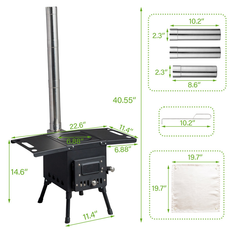 Raynna Rectangle Steel Wood Burning Smokeless Chimnea, 14.6" H x 22.6" W x 11.4" D