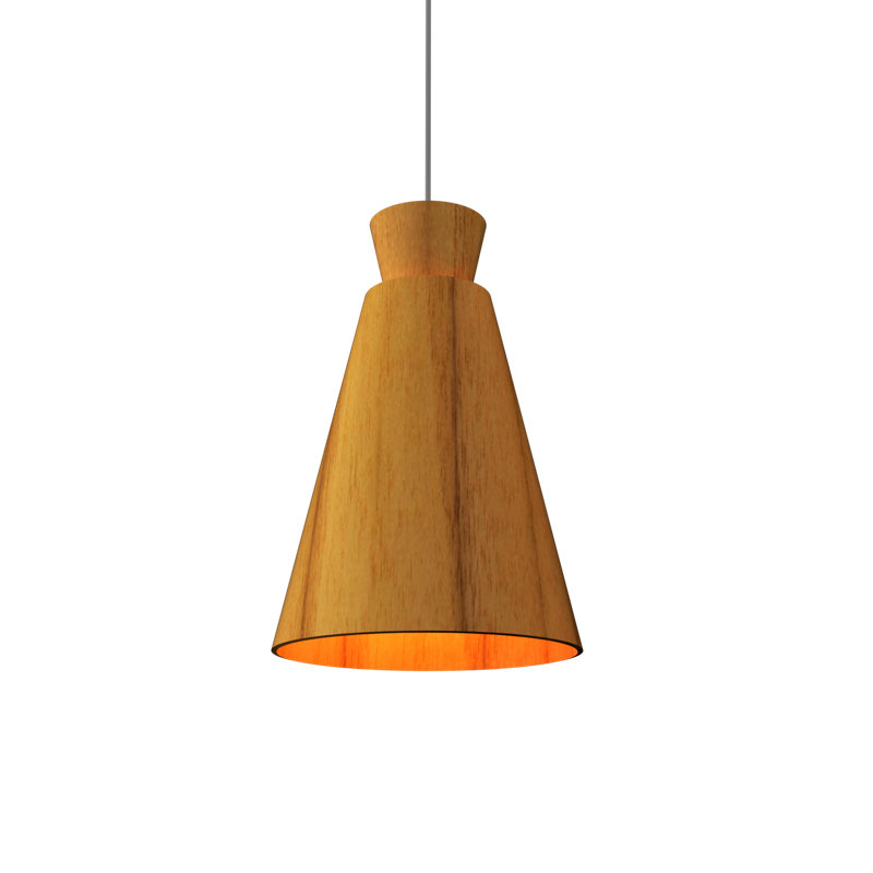 Luminaire suspendu simple à 1 lumière Conical, Teck