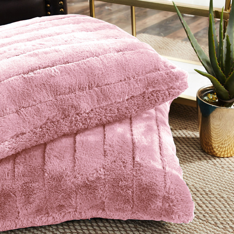 Rose Smoke Faux Fur Euro Pillow Covers Set of 2