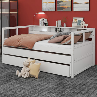 Lit de jour simple en bois avec couchettes Vroman