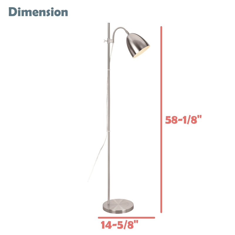#42002-01-1,Floor Lamp Shade,61-7/8"H,E26 Socket,Bulb Not Included, Polished, Satin Nickel
