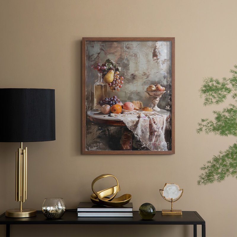 Impression encadrée FLORAL Series DCC XXVI - bois massif, H 30 po x l 24 po, Noyer