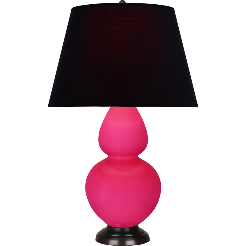 Lampe de table double gourde en céramique, Noir / Rouge, Rose Razzle glacé / bronze, Bronze