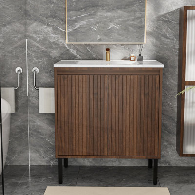 Meuble-lavabo élégant et durable sans lavabo, parfait pour les salles de bain modernes et fonctionnelles.