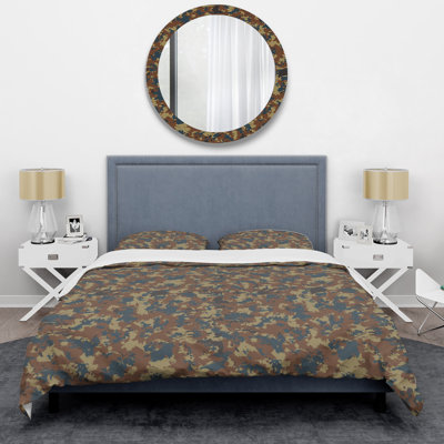 Camouflage brun et vert - ensemble de housse de couette abstrait - microfibre de polyester