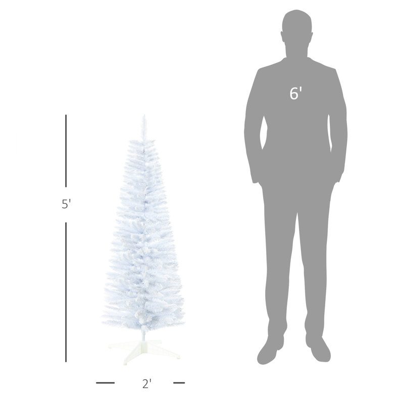 Arbre de Noël artificiel enneigé 5 pi, branche blanche - crayon réaliste, ignifuge, base en plastique, assemblage facile pour arbre de décoration d'intérieur avec branches,