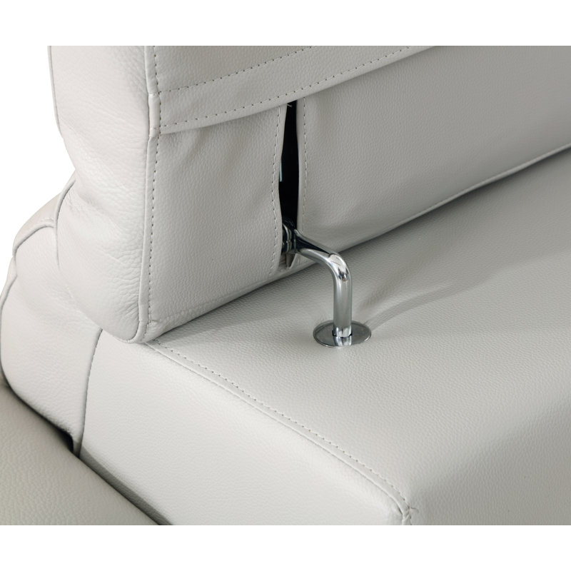 Light Gray Genuine Leather Chair with Adjustable Headrest, Light Gray Genuine Leather