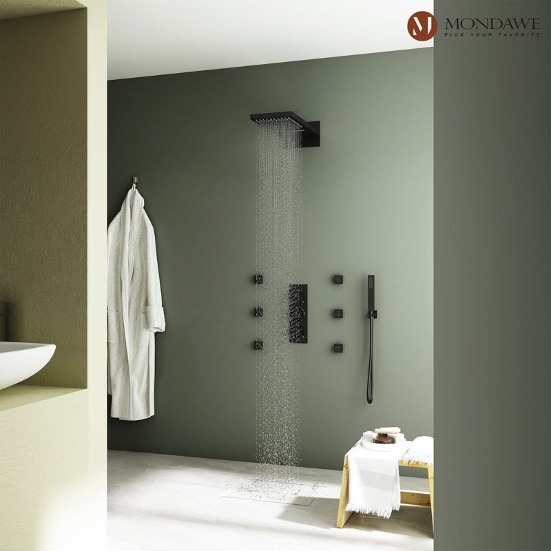 Herathena Complete Shower System with Rough in-Valve, Matte Black