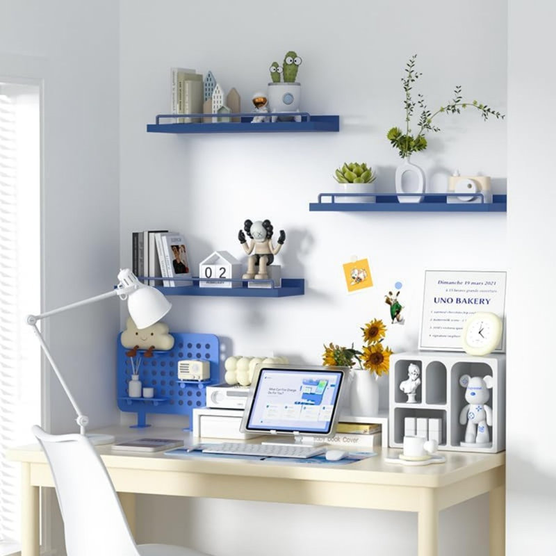 Talissa 3 Piece Wood Floating Shelf, Dark Blue