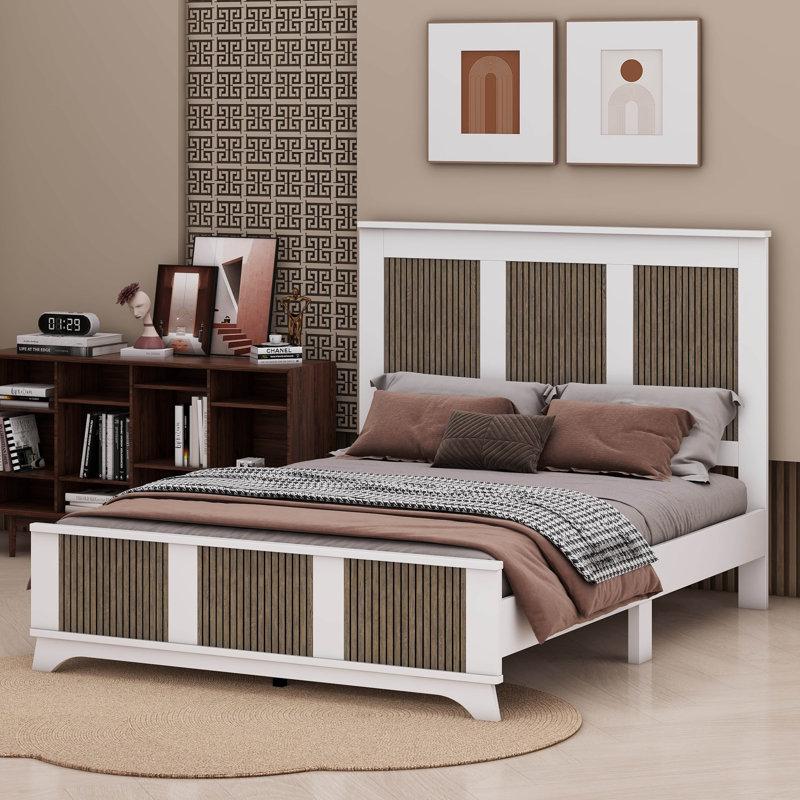 Lit plateforme en bois Farmhouse Modern, Full, White