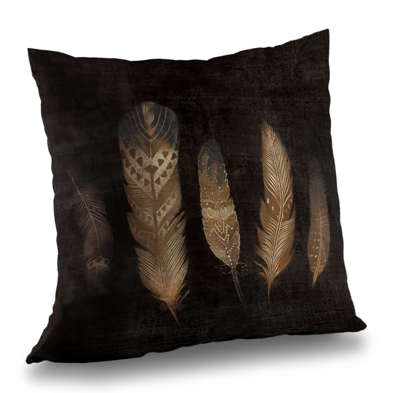 Brown Feathers - Feathers Still Life Poly Twill Throw Pillow – Throw Pillow Cover Only, Double-Sided Print, Insert Not Included