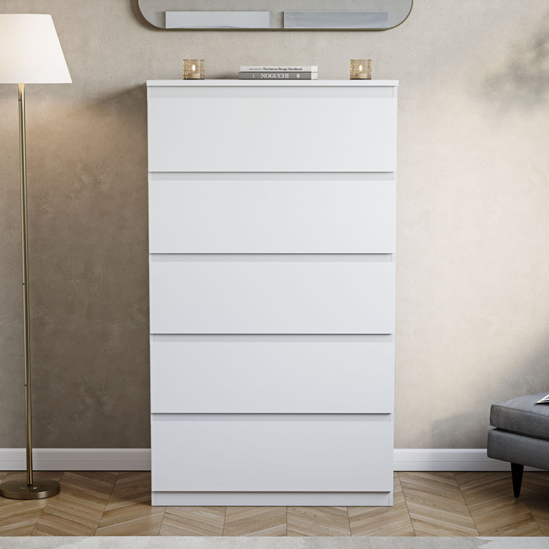 Cunha 70cm W 5 - Drawer Chest of Drawers, White