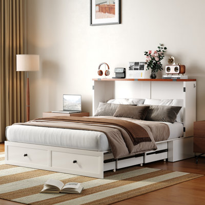 Grand lit escamotable avec station de charge