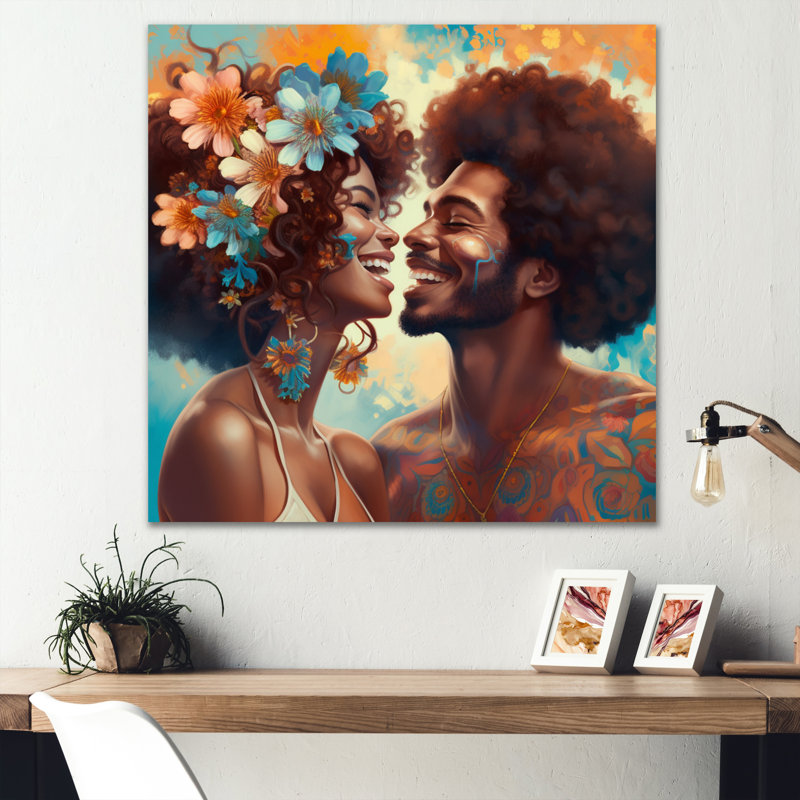«Beautiful Black Couple In Love I», impression sur toile, H 30 po x l 30 po x P 1 po, Toile tendue