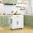White Microwave Stand With Electrical And Flexible Storage, Rolling Kitchen Island Ac Outlets, Ports, Drawer, Cabinet Adjustable Shelf Mobile Storage Connections - White, Cabinet, Towel Rack, Spice