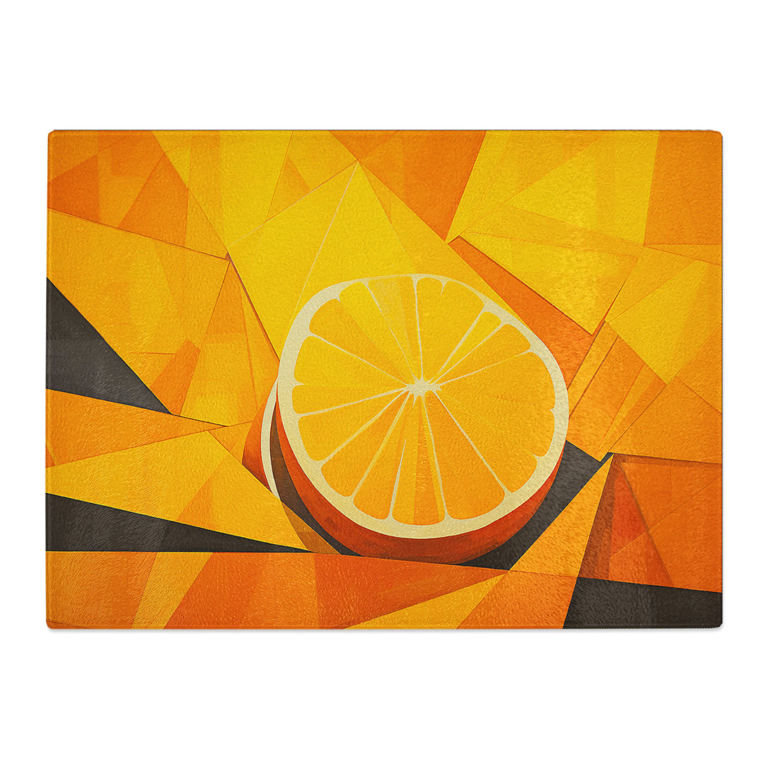Sliced Orange Geometric No.2  Glass Chopping Board