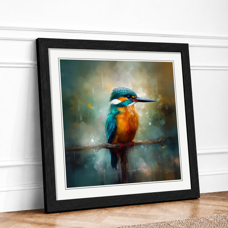 Kingfisher Impressionism Framed Print, Black