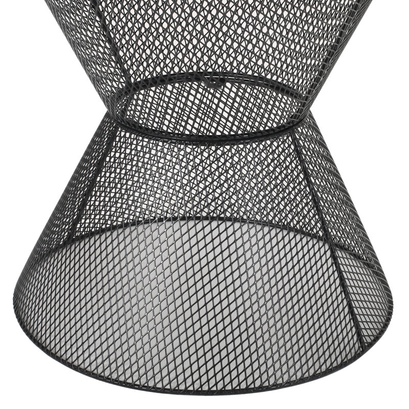 Yoshida Round Metal Outdoor Side Table , 17.75'' in. W 17.75'' in. D, Matte Black
