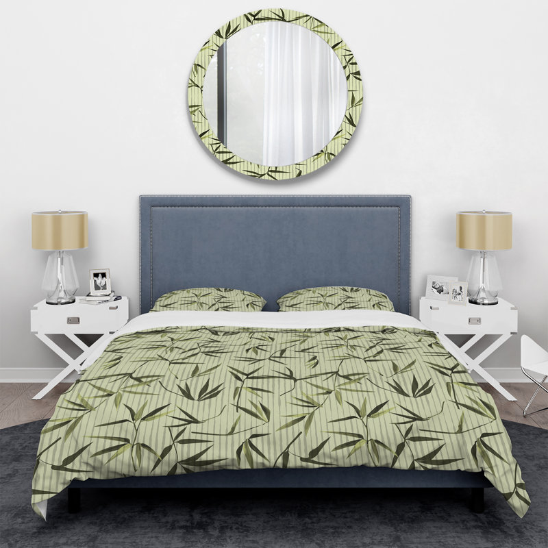 Motif à rayures vertes - Ensemble de housse de couette abstrait - Polyester en microfibre