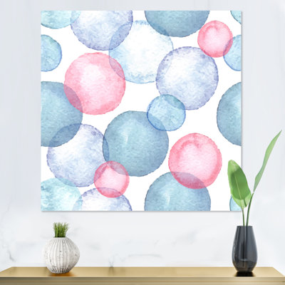 «Blue and Pink Bubbles», art mural sur toile imprimé géométrique