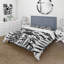 Ensemble de housse de couette en microfibre / polyester à motif de fleurs noires et blanches-161809743