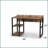 Desks, Industrial 58” Oak Top Computer Desk with 2 Shelves &amp; Black Metal Frame | Black | Solid Wood
