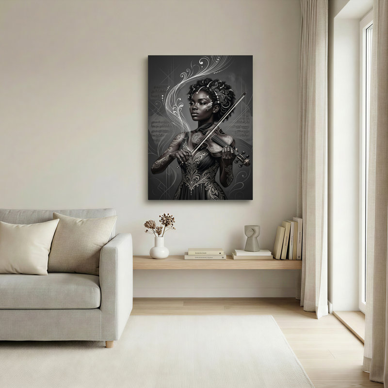 Ensemble de 1 toile murale artistique sur le thème de la musique, H 24 po x l 18 po, Toile tendue