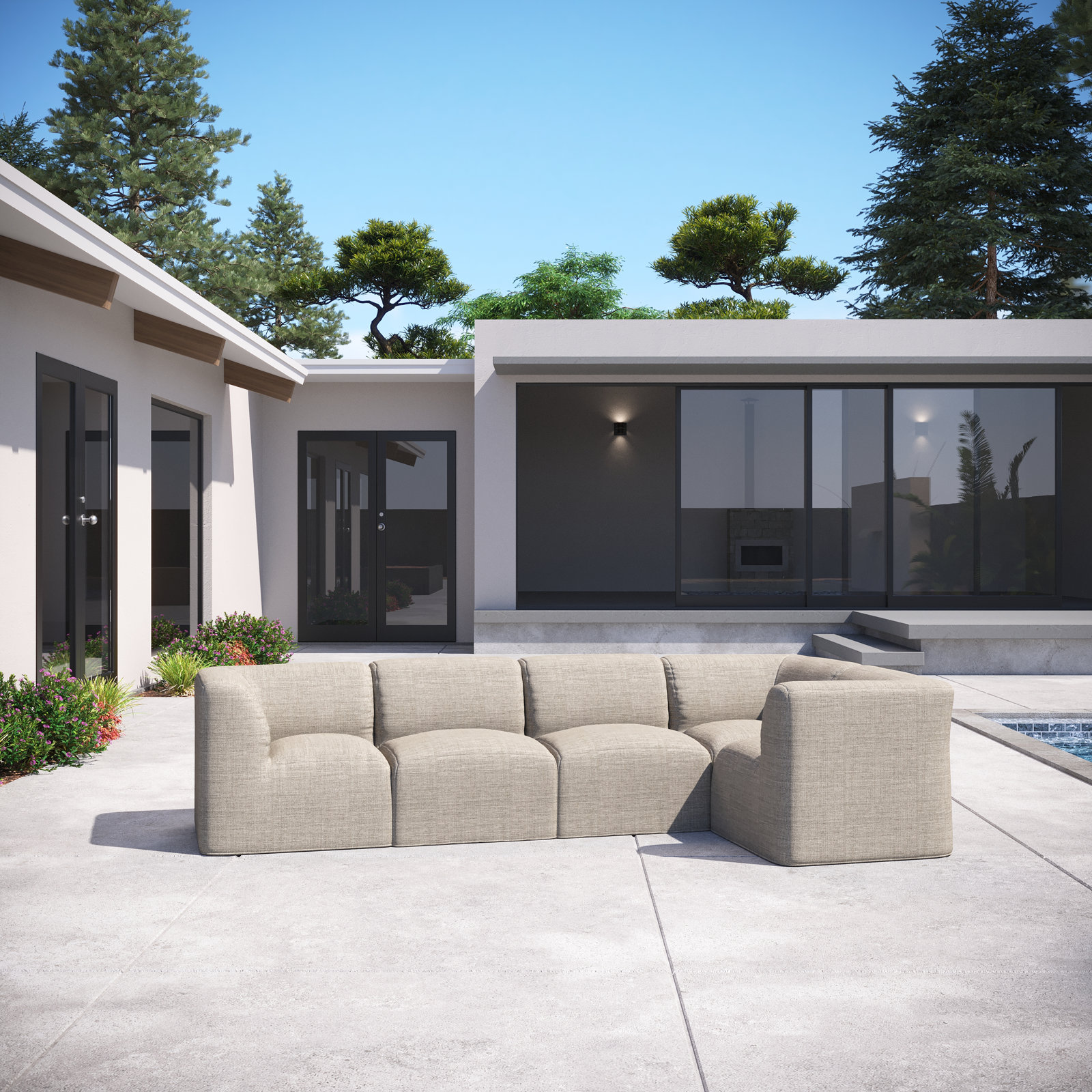 Praia 3-Person Sunbrella® Patio Seating Group, Cast Silver Sunbrella®