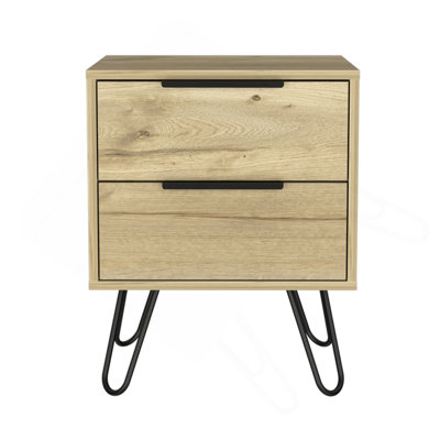 Light Oak 2-Drawer Rectangle Nightstand